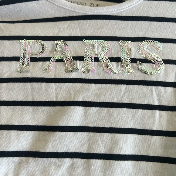 Rachel Zoe Black and White Striped Long Sleeve Tee - Picture 2 of 4